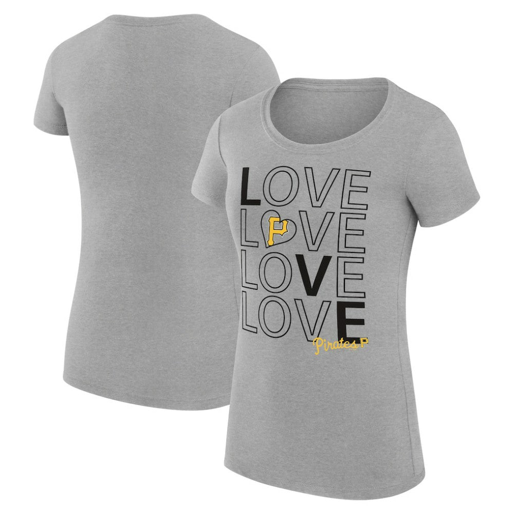 Pittsburgh Pirates G-III 4Her by Carl Banks Women's Super-Slim Fit Lightweight Love Graphic Team T-Shirt Heather Gray