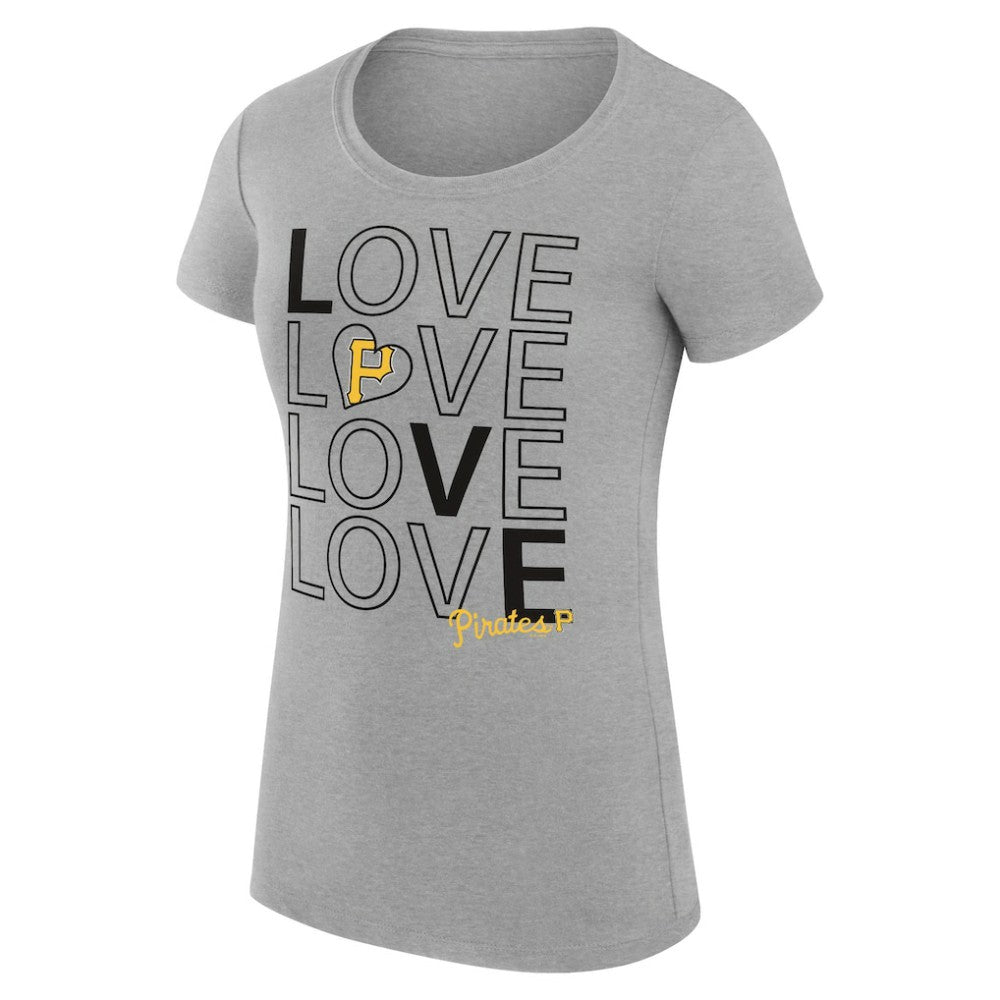 Pittsburgh Pirates G-III 4Her by Carl Banks Women's Super-Slim Fit Lightweight Love Graphic Team T-Shirt Heather Gray