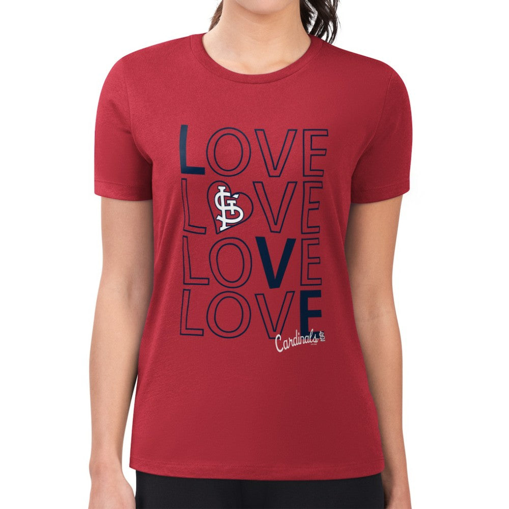 St. Louis Cardinals G-III 4Her by Carl Banks Women's Super-Slim Fit Lightweight Love Graphic Team T-Shirt Red