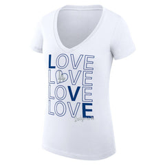 Los Angeles Dodgers G-III 4Her by Carl Banks Women's Super-Slim Fit Lightweight Love Graphic Team V-Neck T-Shirt White