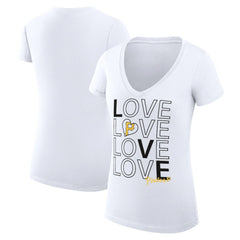 Pittsburgh Pirates G-III 4Her by Carl Banks Women's Super-Slim Fit Lightweight Love Graphic Team V-Neck T-Shirt White