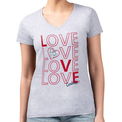 St. Louis Cardinals G-III 4Her by Carl Banks Women's Super-Slim Fit Lightweight Love Graphic Team V-Neck T-Shirt Heather Gray