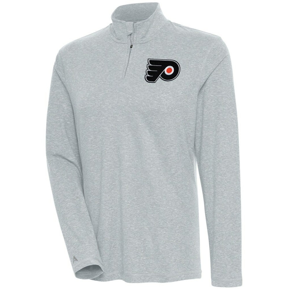 Philadelphia Flyers Antigua Women's Confront Quarter-Zip Pullover Top Heather Gray
