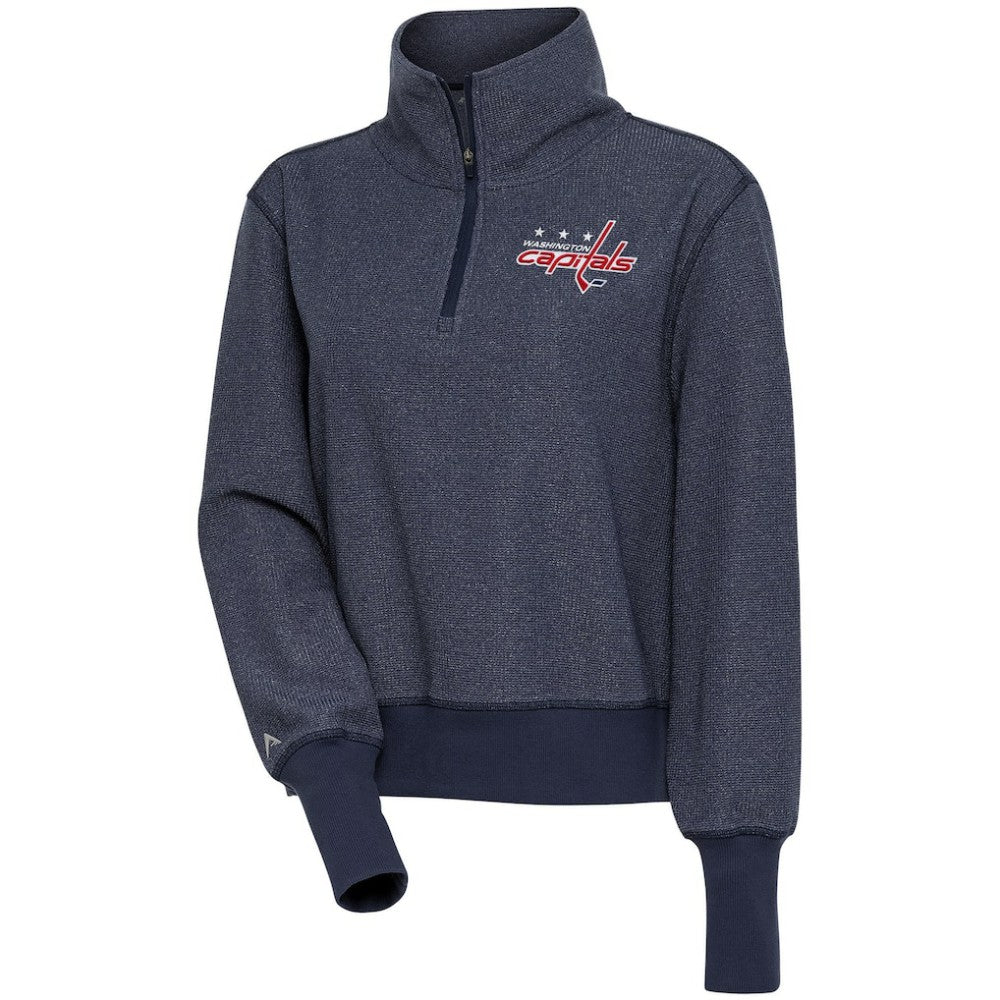 Washington Capitals Antigua Women's Upgrade Half-Zip Pullover Top Heather Navy