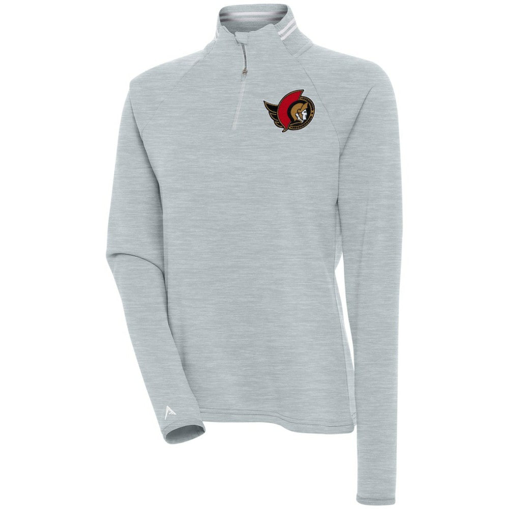 Ottawa Senators Antigua Women's Milo Quarter-Zip Pullover Top Heather Gray