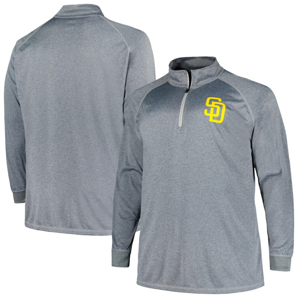 San Diego Padres Profile Big & Tall Raglan Quarter-Zip Top Gray