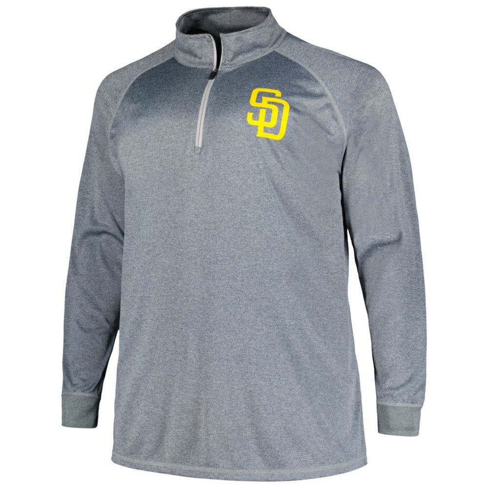 San Diego Padres Profile Big & Tall Raglan Quarter-Zip Top Gray