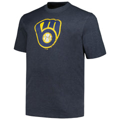 Milwaukee Brewers Profile Big & Tall Weathered Logo T-Shirt Heather Navy