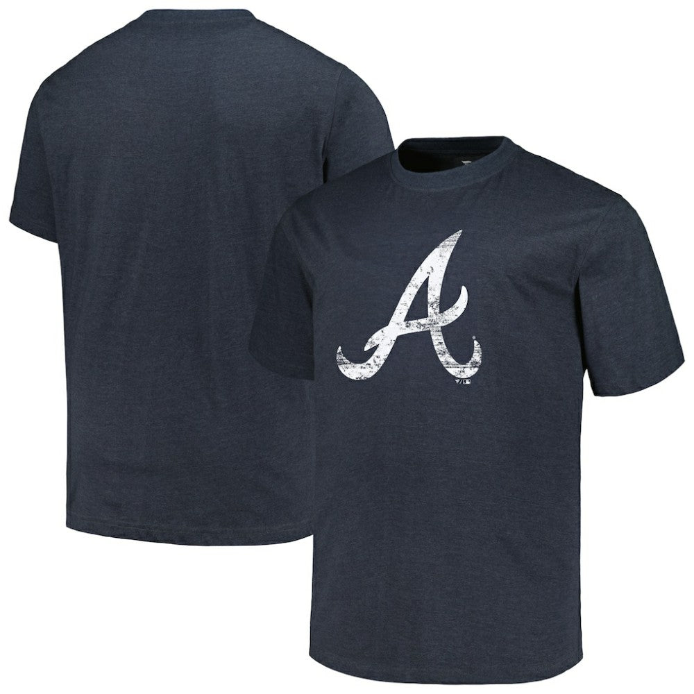 Atlanta Braves Profile Big & Tall Weathered Logo T-Shirt Heather Navy