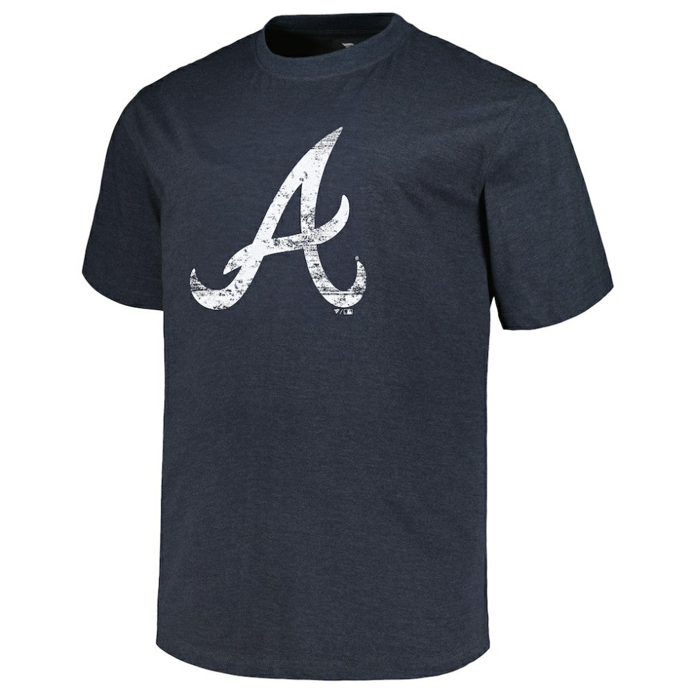 Atlanta Braves Profile Big & Tall Weathered Logo T-Shirt Heather Navy