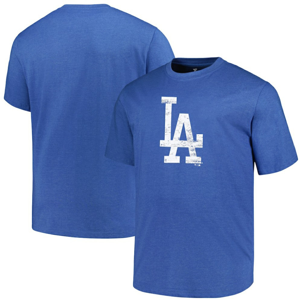 Los Angeles Dodgers Profile Big & Tall Weathered Logo T-Shirt Heather Royal