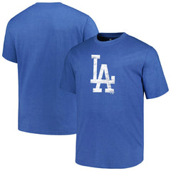 Los Angeles Dodgers Profile Big & Tall Weathered Logo T-Shirt Heather Royal
