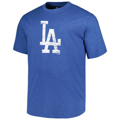 Los Angeles Dodgers Profile Big & Tall Weathered Logo T-Shirt Heather Royal