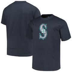Seattle Mariners Profile Big & Tall Weathered Logo T-Shirt Heather Navy
