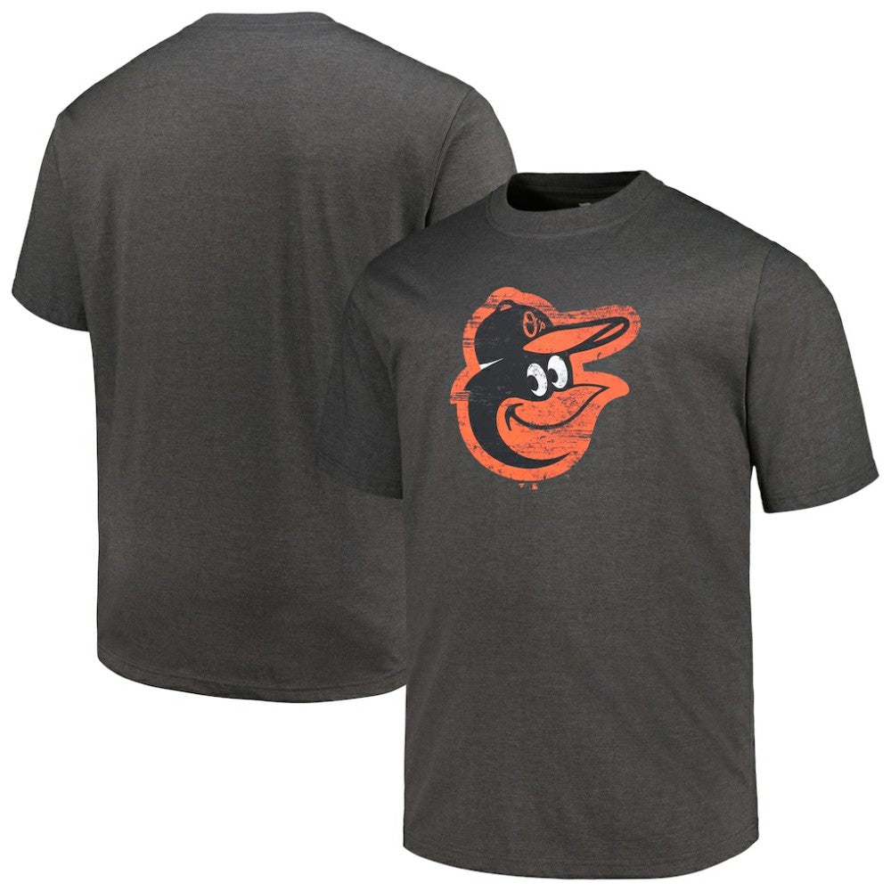 Baltimore Orioles Profile Big & Tall Weathered Logo T-Shirt Heather Black