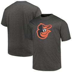 Baltimore Orioles Profile Big & Tall Weathered Logo T-Shirt Heather Black