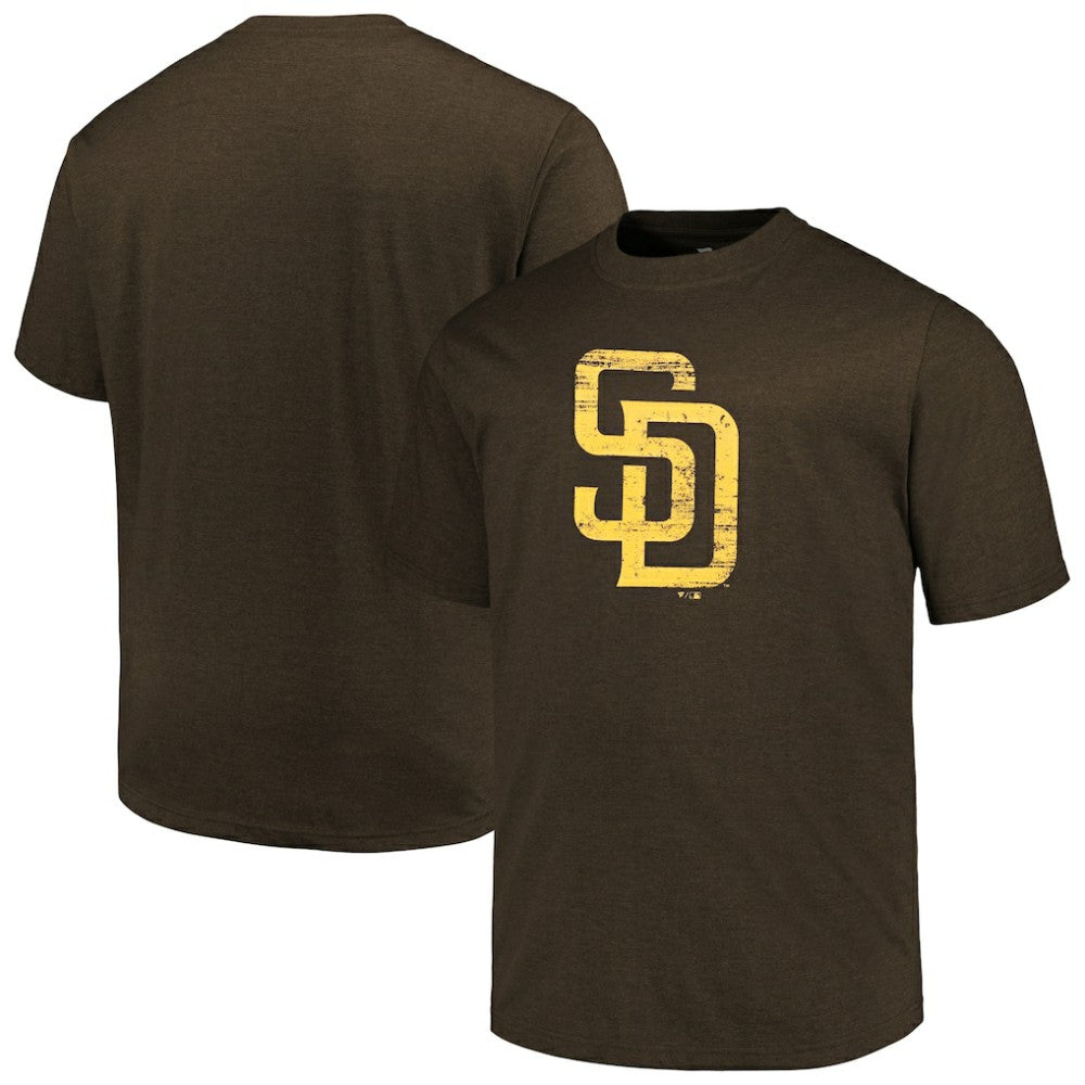 San Diego Padres Profile Big & Tall Weathered Logo T-Shirt Heather Brown