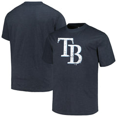 Tampa Bay Rays Profile Big & Tall Weathered Logo T-Shirt Heather Navy