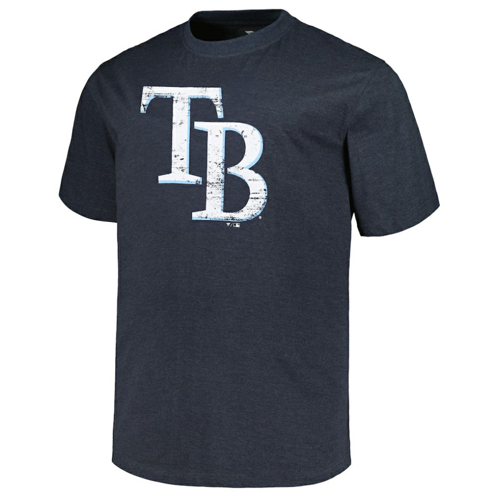 Tampa Bay Rays Profile Big & Tall Weathered Logo T-Shirt Heather Navy