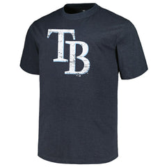 Tampa Bay Rays Profile Big & Tall Weathered Logo T-Shirt Heather Navy