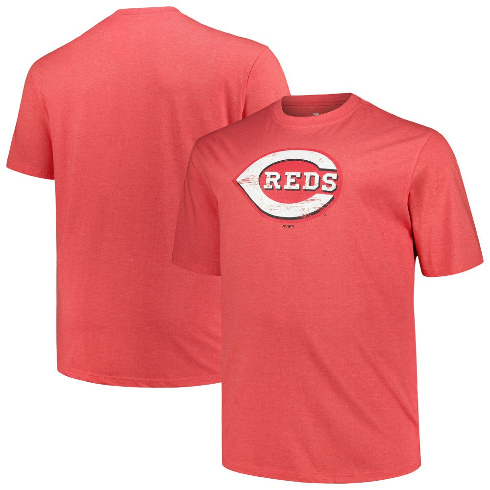 Cincinnati Reds Profile Big & Tall Weathered Logo T-Shirt Heather Red