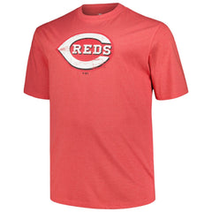 Cincinnati Reds Profile Big & Tall Weathered Logo T-Shirt Heather Red