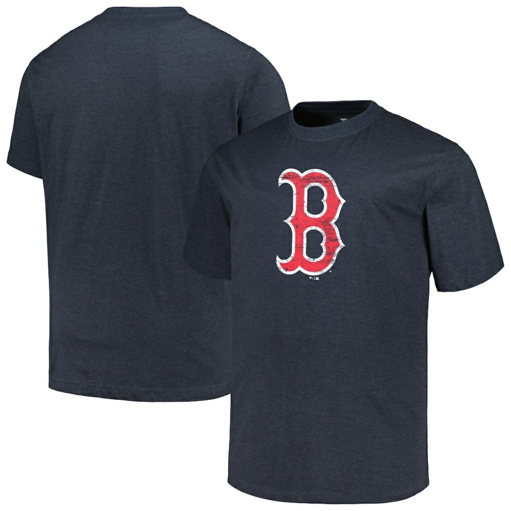 Boston Red Sox Profile Big & Tall Weathered Logo T-Shirt Heather Navy