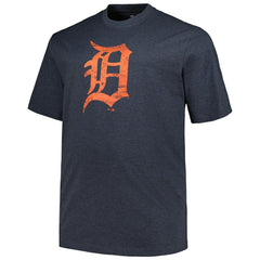 Detroit Tigers Profile Big & Tall Weathered Logo T-Shirt Heather Navy