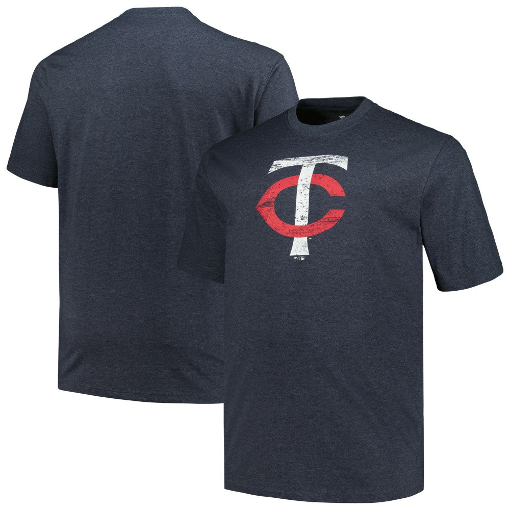 Minnesota Twins Profile Big & Tall Weathered Logo T-Shirt Heather Navy