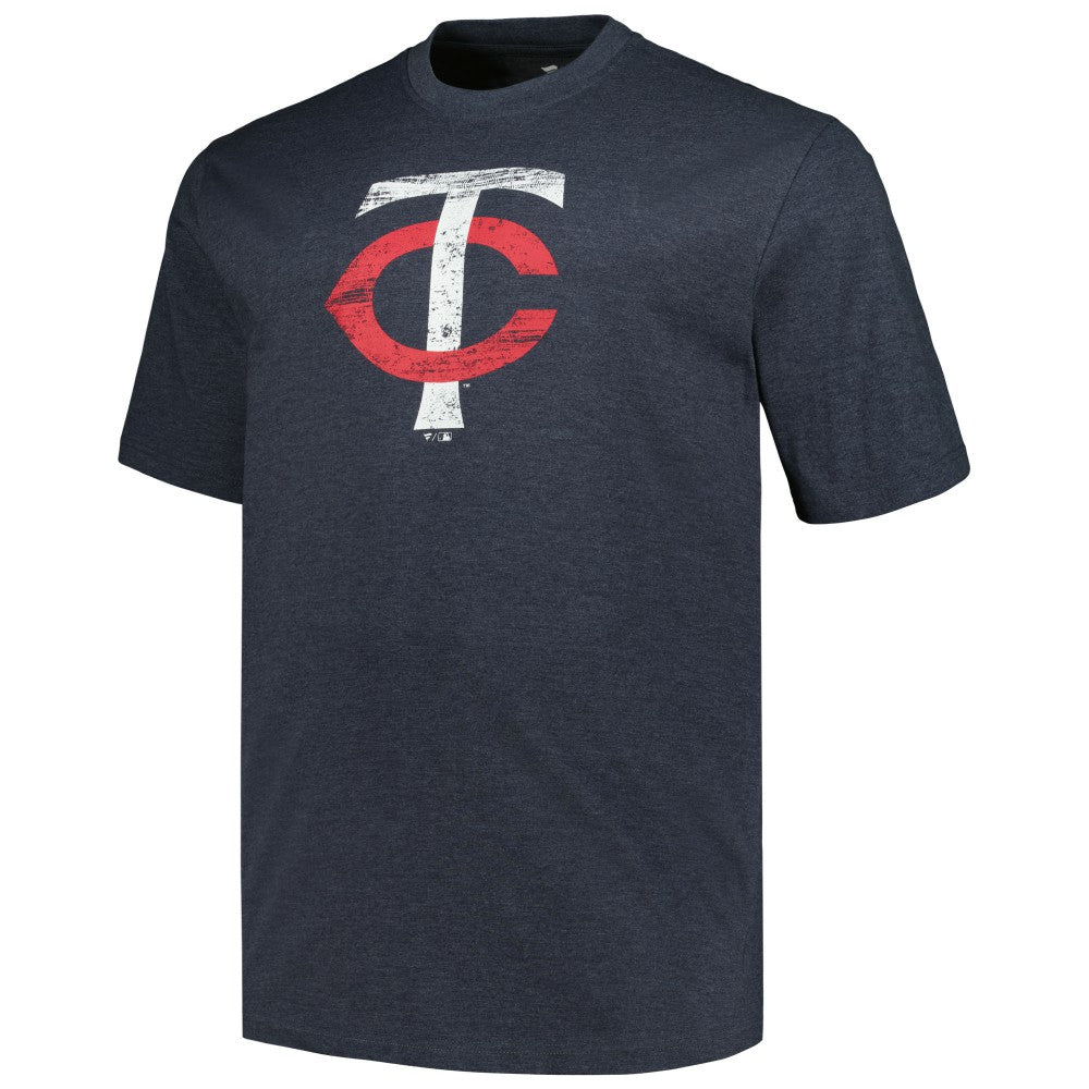 Minnesota Twins Profile Big & Tall Weathered Logo T-Shirt Heather Navy