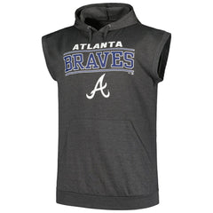 Atlanta Braves Profile Big & Tall Muscle Sleeveless Pullover Hoodie Heather Charcoal