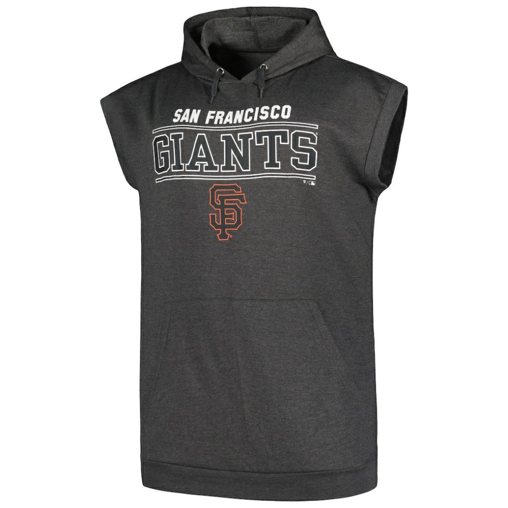 San Francisco Giants Profile Big & Tall Muscle Sleeveless Pullover Hoodie Heather Charcoal