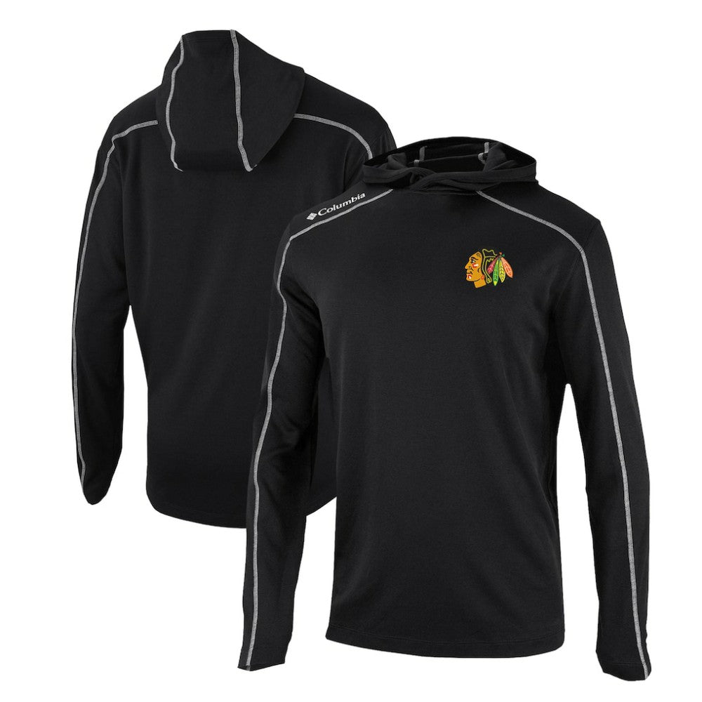 Chicago Blackhawks Columbia Omni-Wick Shotgun Long Sleeve Hoodie T-Shirt Black