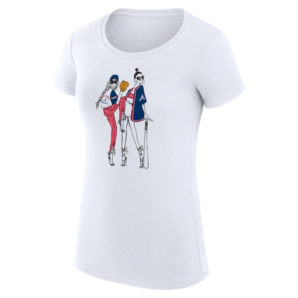 Atlanta Braves G-III 4Her by Carl Banks Women's Super-Slim Fit Lightweight Baseball Girls T-Shirt White