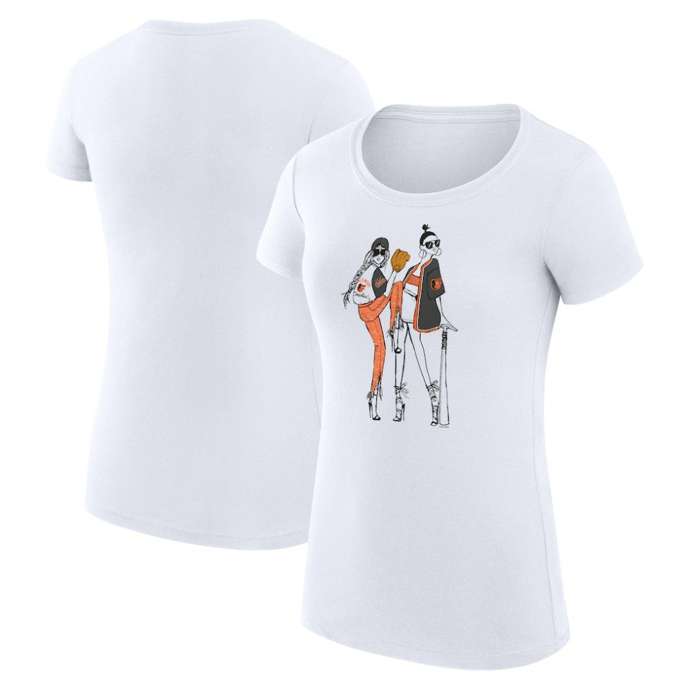 Baltimore Orioles G-III 4Her by Carl Banks Women's Super-Slim Fit Lightweight Baseball Girls T-Shirt White