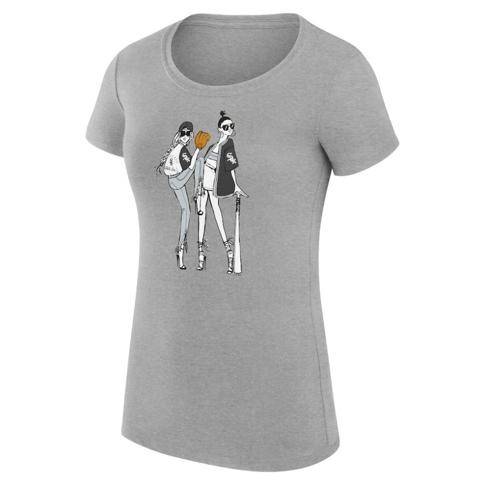 Chicago White Sox G-III 4Her by Carl Banks Women's Super-Slim Fit Lightweight Baseball Girls T-Shirt Heather Gray