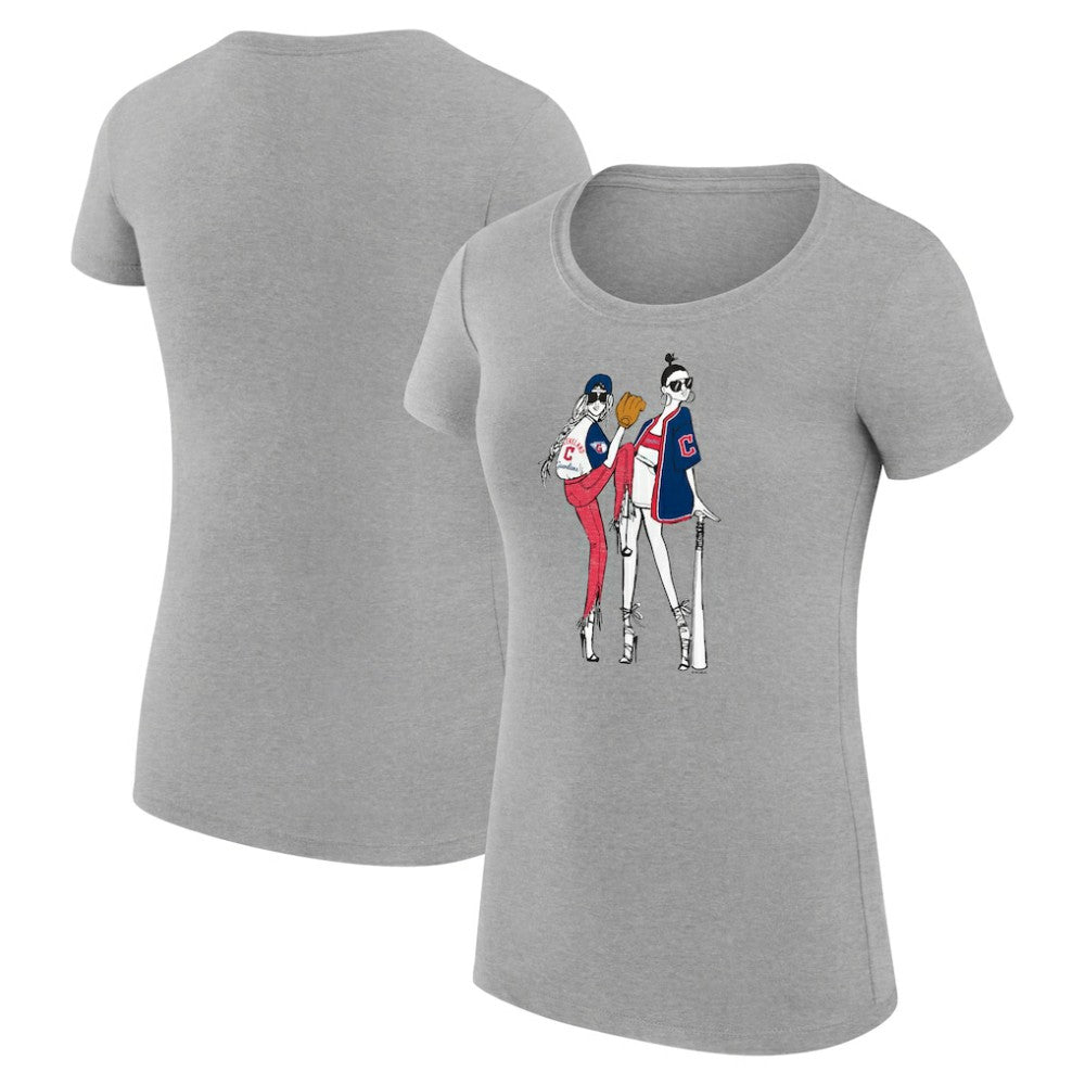 Cleveland Guardians G-III 4Her by Carl Banks Women's Super-Slim Fit Lightweight Baseball Girls T-Shirt Heather Gray