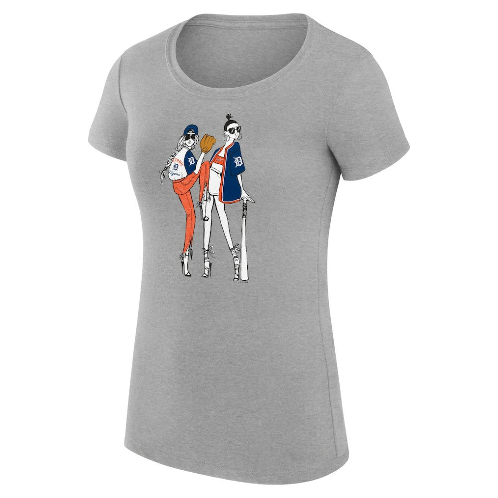 Detroit Tigers G-III 4Her by Carl Banks Women's Super-Slim Fit Lightweight Baseball Girls T-Shirt Heather Gray