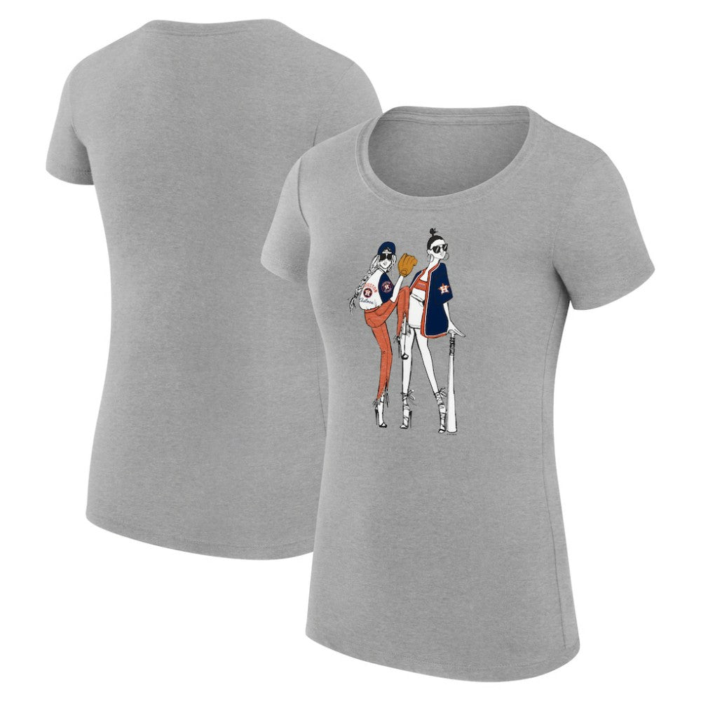 Houston Astros G-III 4Her by Carl Banks Women's Super-Slim Fit Lightweight Baseball Girls T-Shirt Heather Gray