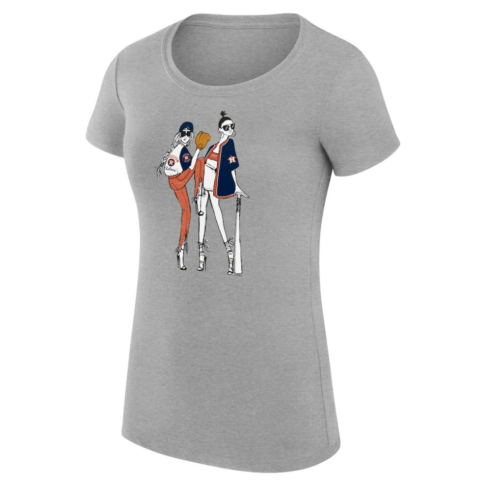 Houston Astros G-III 4Her by Carl Banks Women's Super-Slim Fit Lightweight Baseball Girls T-Shirt Heather Gray