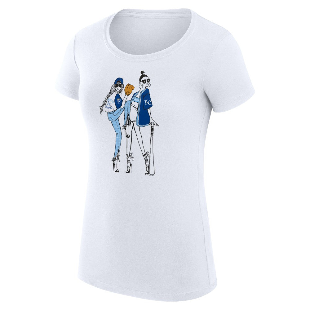 Kansas City Royals G-III 4Her by Carl Banks Women's Super-Slim Fit Lightweight Baseball Girls T-Shirt White