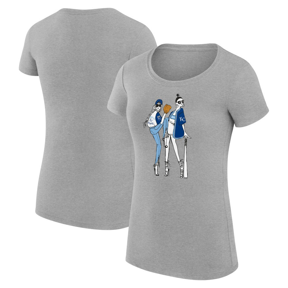 Kansas City Royals G-III 4Her by Carl Banks Women's Super-Slim Fit Lightweight Baseball Girls T-Shirt Heather Gray