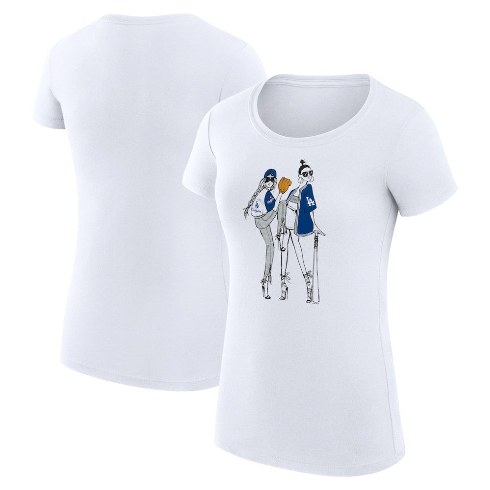 Los Angeles Dodgers G-III 4Her by Carl Banks Women's Super-Slim Fit Lightweight Baseball Girls T-Shirt White