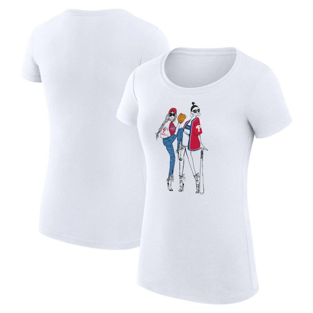 Philadelphia Phillies G-III 4Her by Carl Banks Women's Super-Slim Fit Lightweight Baseball Girls T-Shirt White