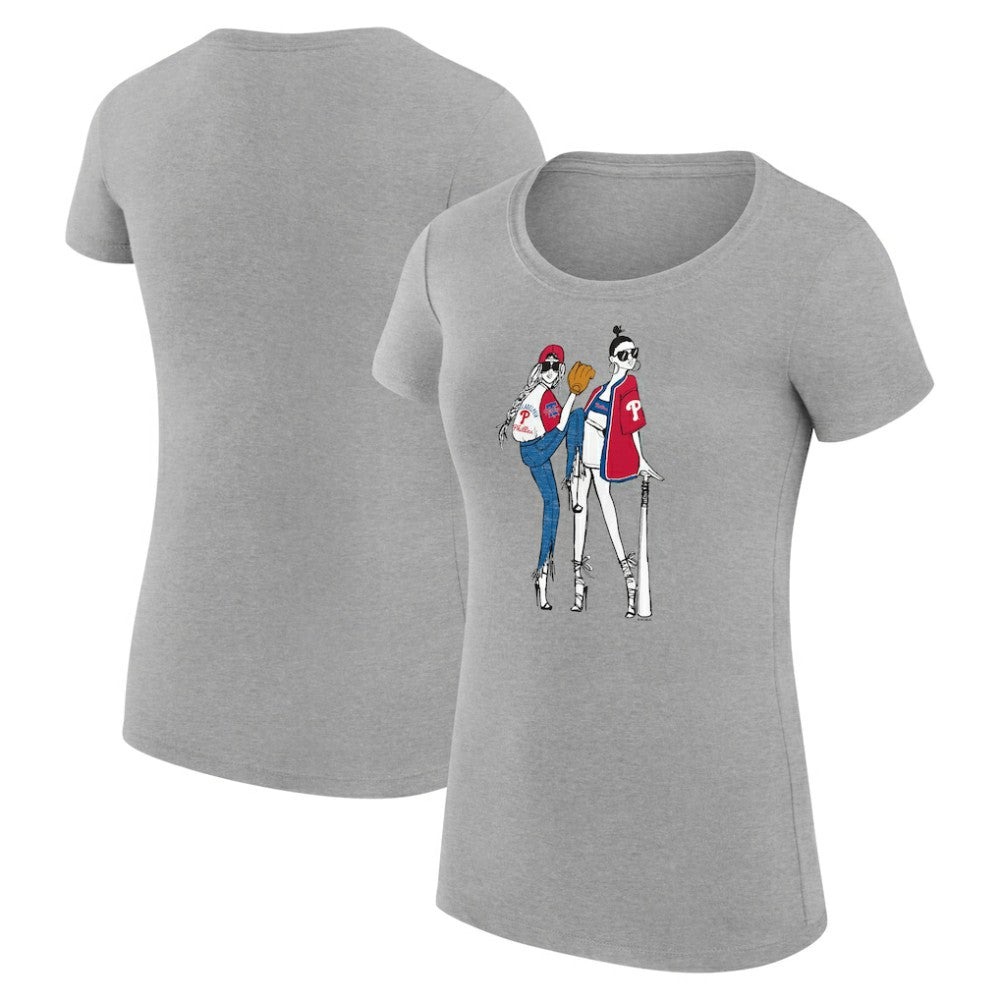 Philadelphia Phillies G-III 4Her by Carl Banks Women's Super-Slim Fit Lightweight Baseball Girls T-Shirt Heather Gray