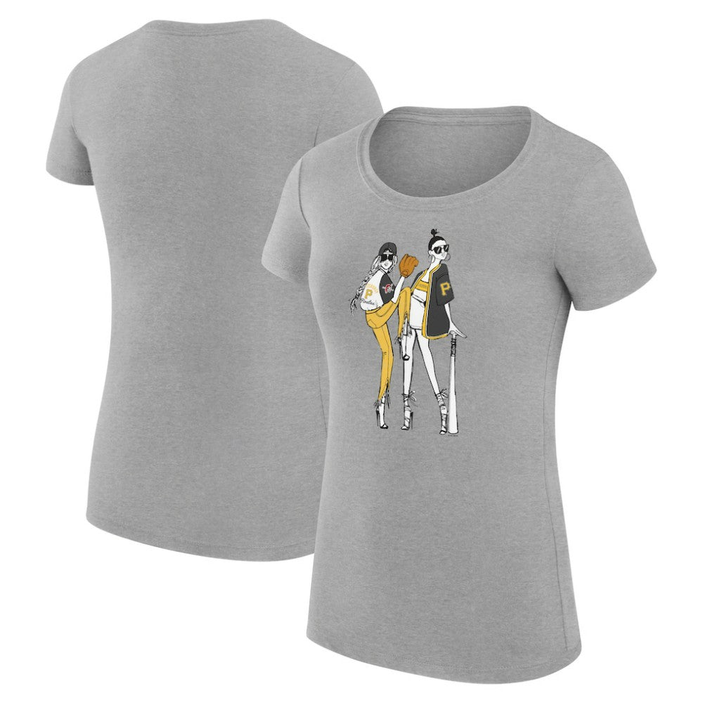 Pittsburgh Pirates G-III 4Her by Carl Banks Women's Super-Slim Fit Lightweight Baseball Girls T-Shirt Heather Gray
