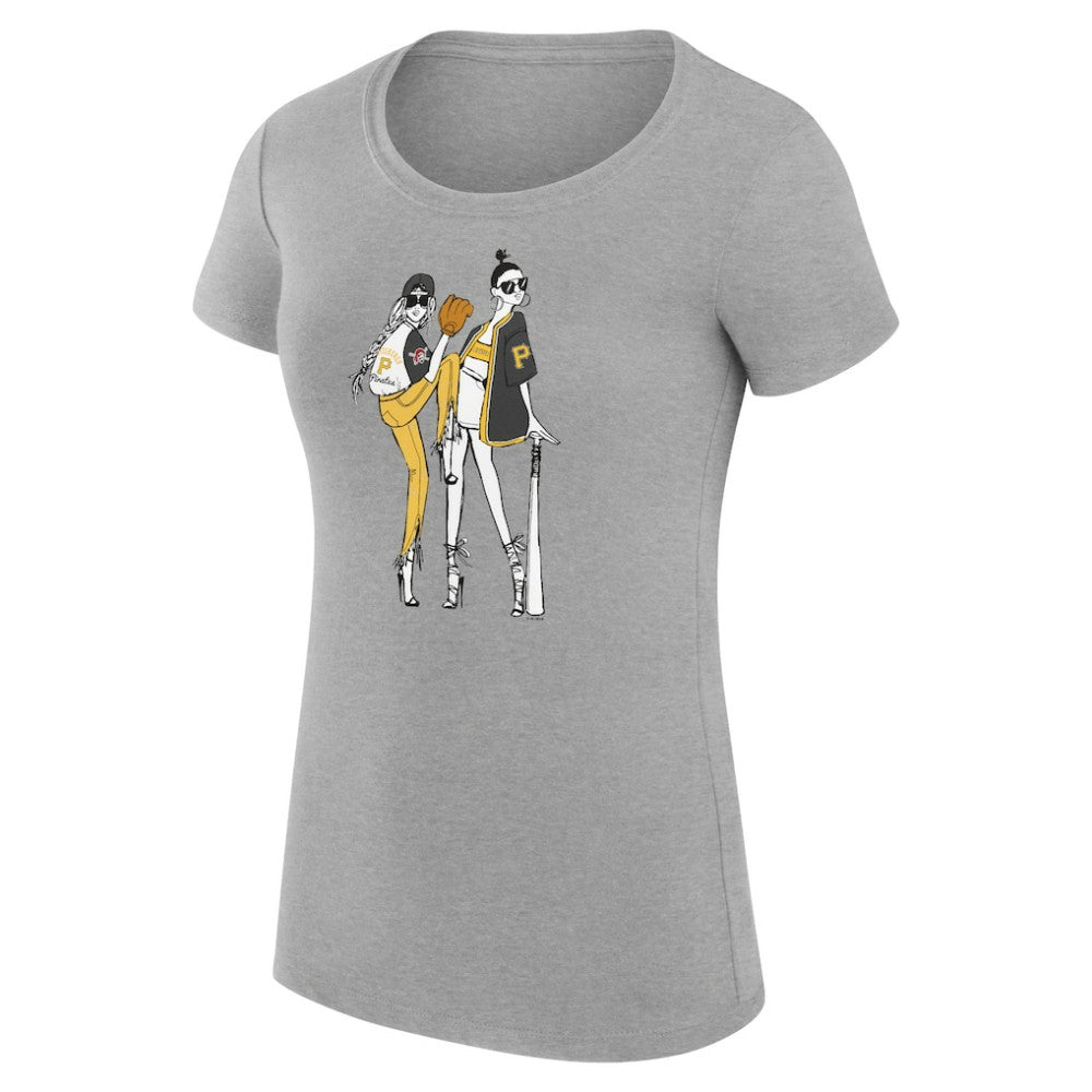 Pittsburgh Pirates G-III 4Her by Carl Banks Women's Super-Slim Fit Lightweight Baseball Girls T-Shirt Heather Gray