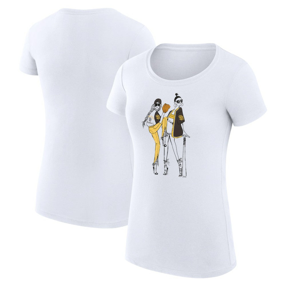San Diego Padres G-III 4Her by Carl Banks Women's Super-Slim Fit Lightweight Baseball Girls T-Shirt White
