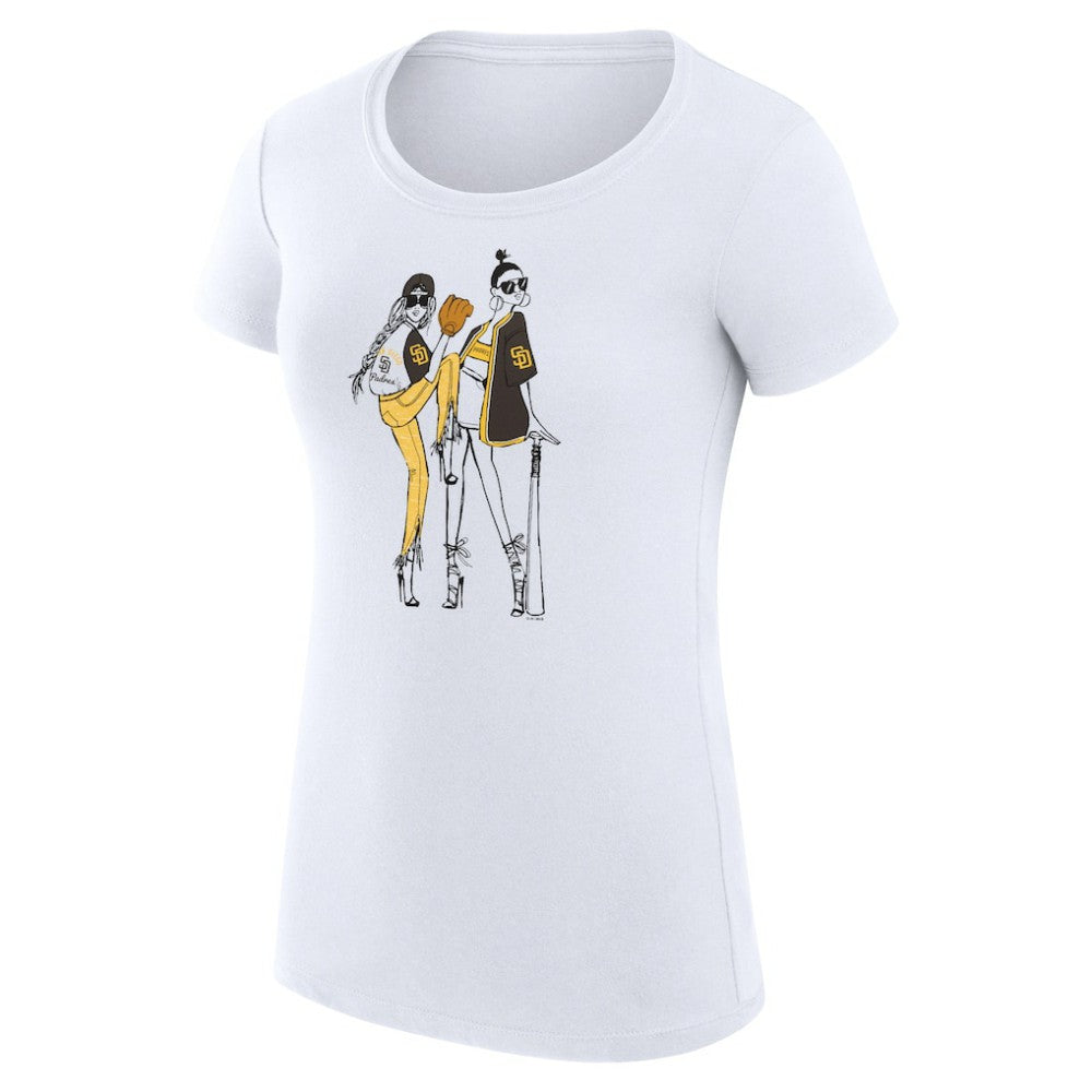 San Diego Padres G-III 4Her by Carl Banks Women's Super-Slim Fit Lightweight Baseball Girls T-Shirt White