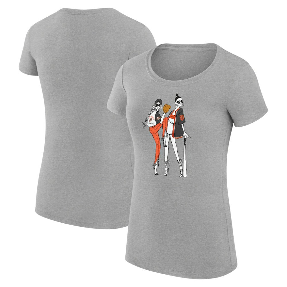 San Francisco Giants G-III 4Her by Carl Banks Women's Super-Slim Fit Lightweight Baseball Girls T-Shirt Heather Gray